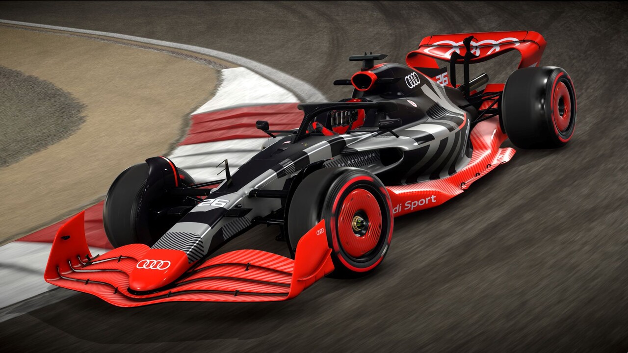 Showcar with Audi F1 launch livery in the simulation EA SPORTS F1® 22