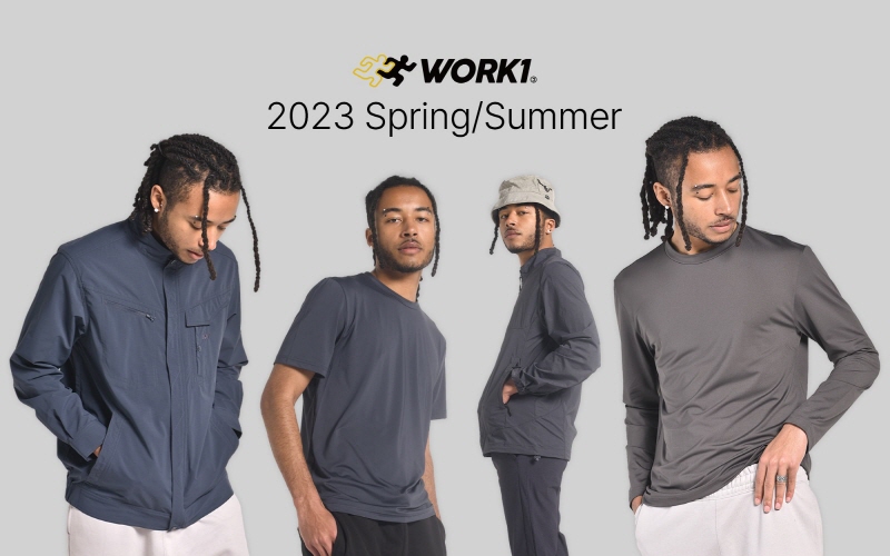 워크원 S/S 라인업(왼쪽부터 ‘스트레치 자켓’, ‘리브 반팔 셔츠’, ‘시티 자켓’, ‘샌드 긴팔 셔츠’